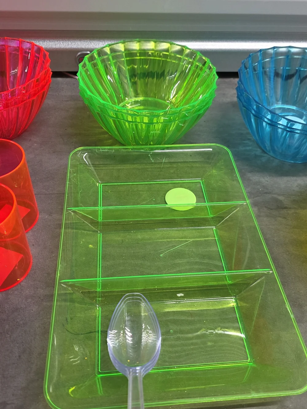 Neon Assorted Plastic Party Serveware Set - Multicolor